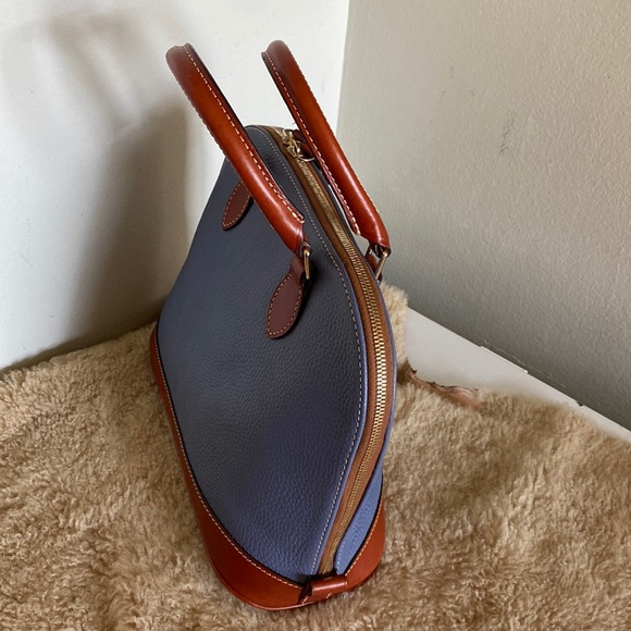 Dooney & Bourke Pebble Grain Zip Zip Satchel in Blue and Brown - Picture 15 of 15